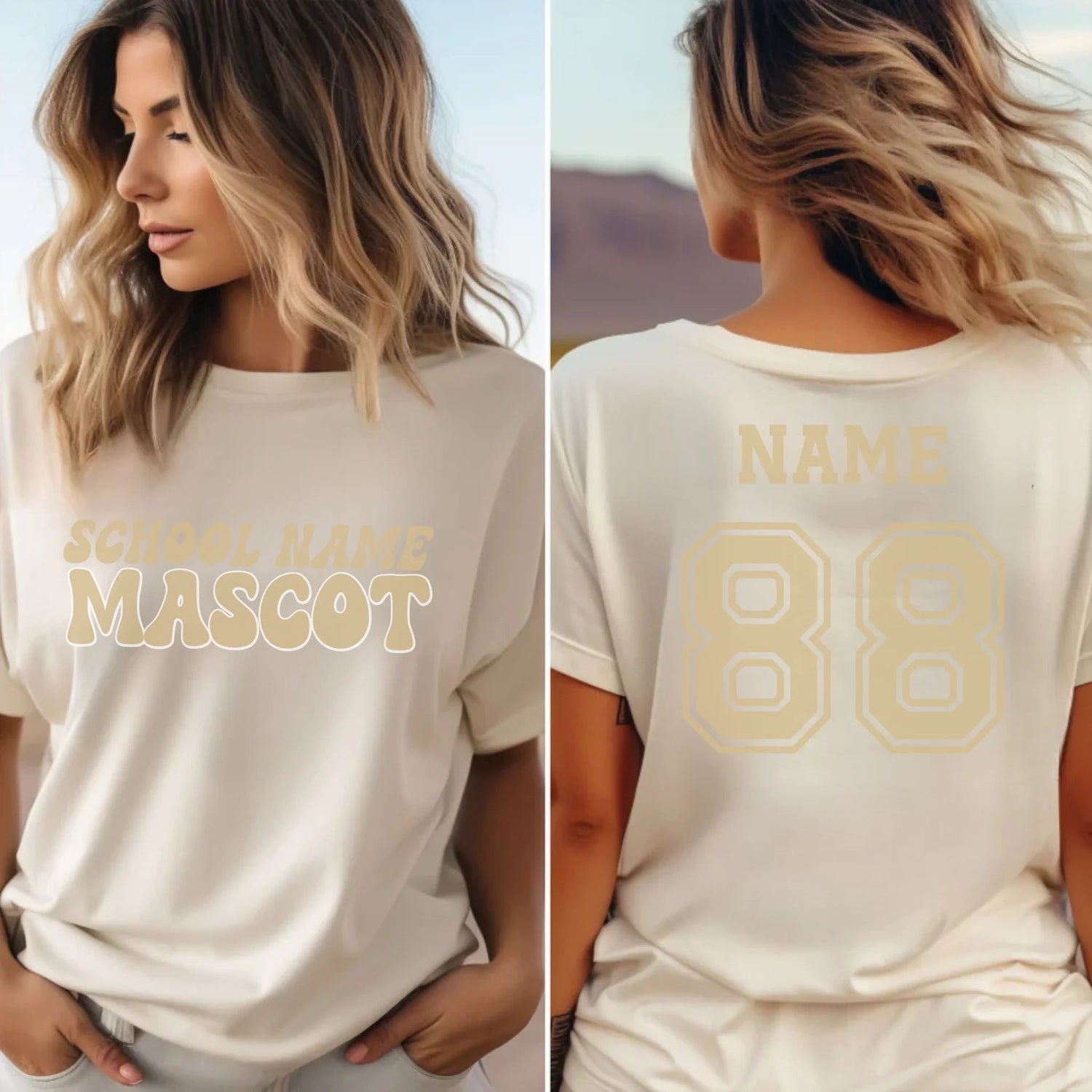 Custom School Spirit Shirt With School and Mascot Name With Retro Design on a Unisex T-Shirt