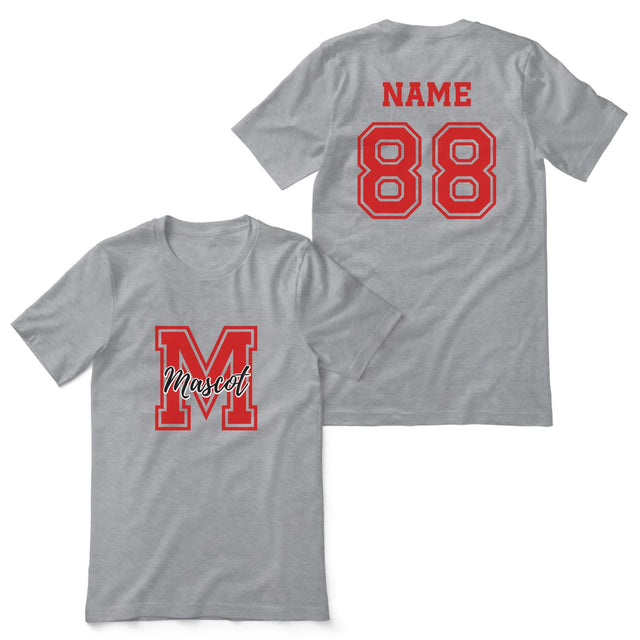 Custom School Mascot Shirt With Large Initial and Mascot Name on a Unisex T-Shirt
