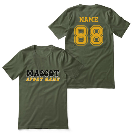 Custom School Spirit Shirt With Mascot and Sport With Retro Design on a Unisex T-Shirt
