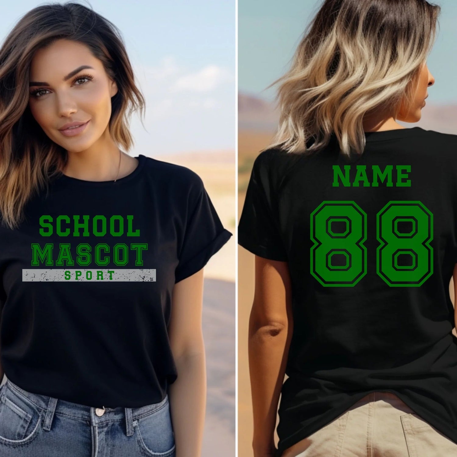 Custom School Spirit Shirt With Mascot & Sport Name With Bold Varsity Design on a Unisex T-Shirt