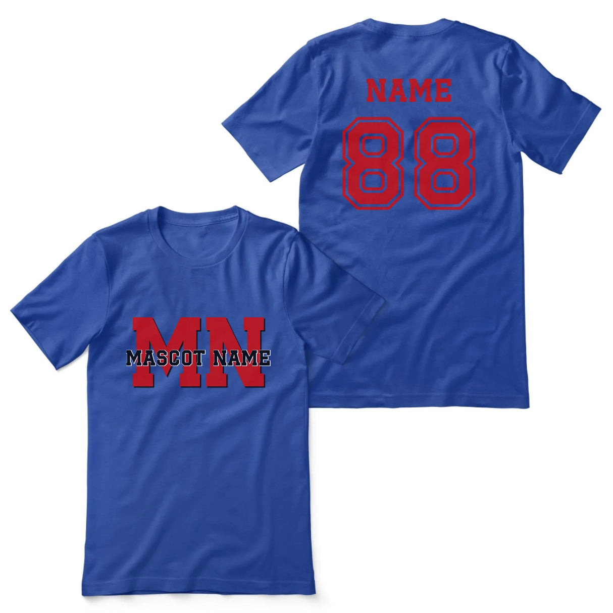Custom School Mascot Shirt With Initials and Mascot Name on a Unisex T-Shirt