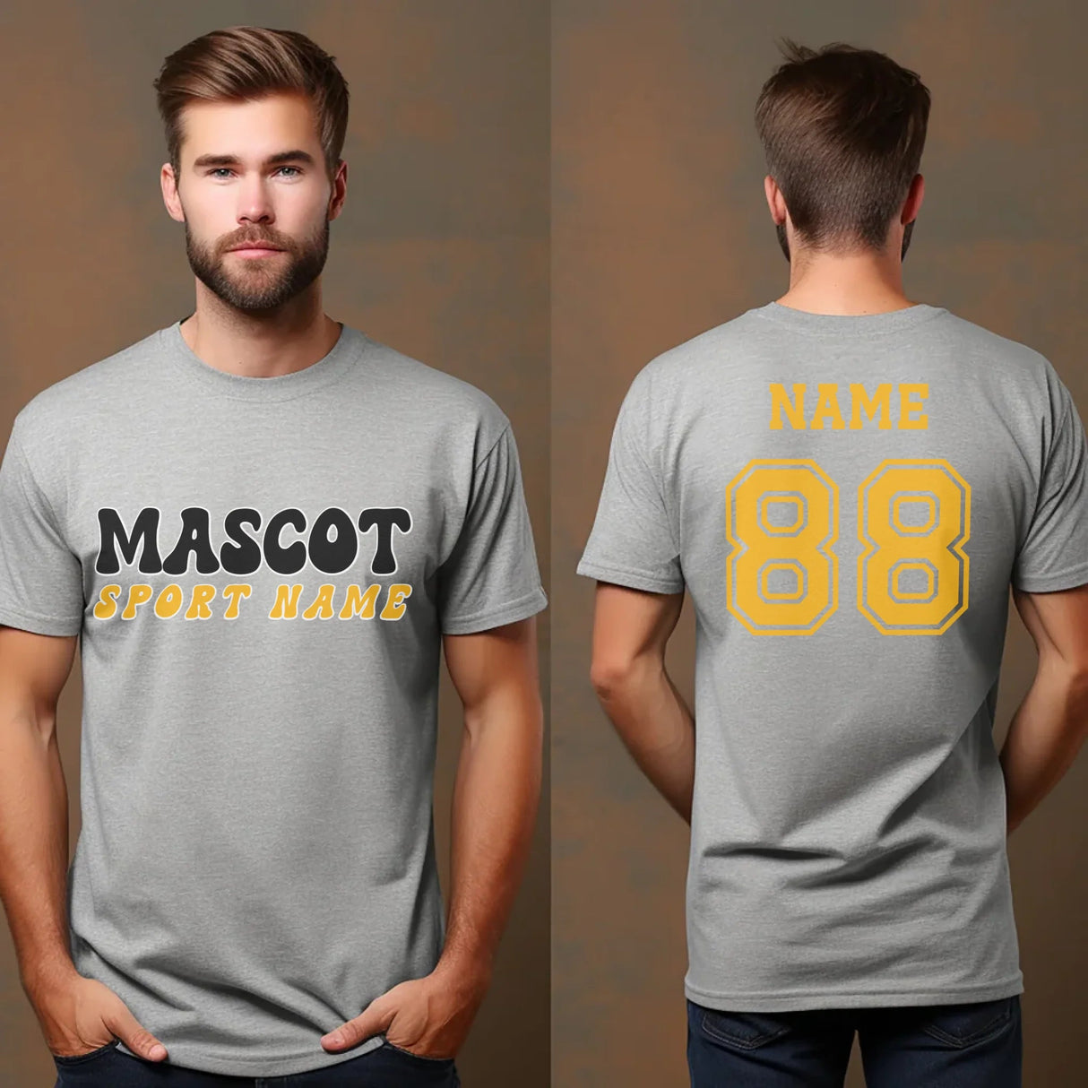 Custom School Spirit Shirt With Mascot and Sport With Retro Design on a Unisex T-Shirt
