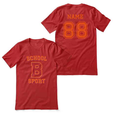 Custom School Spirit Shirt With School, Initial & Sport Name With Collegiate Letter Design on a Unisex T-Shirt