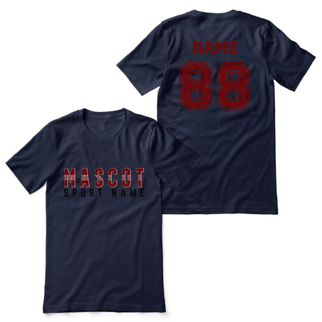 Custom School Spirit Shirt With Mascot and Sport With Striped Text Design on a Unisex T-Shirt