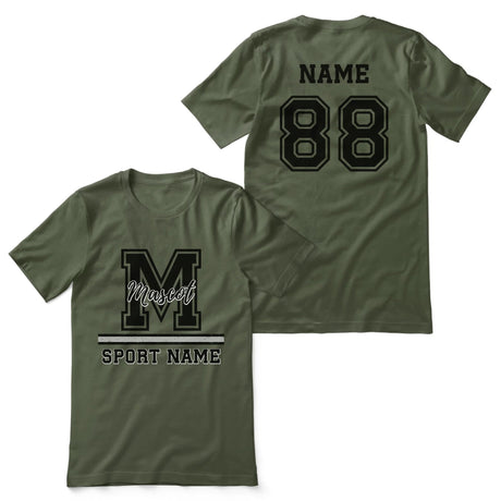 Custom School Spirit Shirt With Large Initial, Mascot & Sport Name on a Unisex T-Shirt