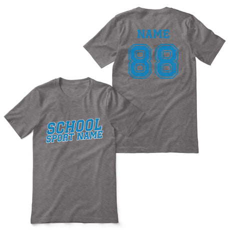 Custom School Spirit Shirt With School and Mascot Name With Slanted Block Varsity Design on a Unisex T-Shirt