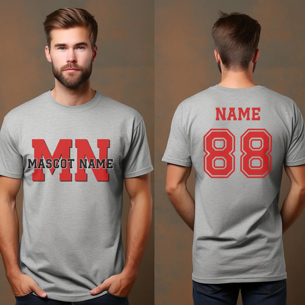 Custom School Mascot Shirt With Initials and Mascot Name on a Unisex T-Shirt
