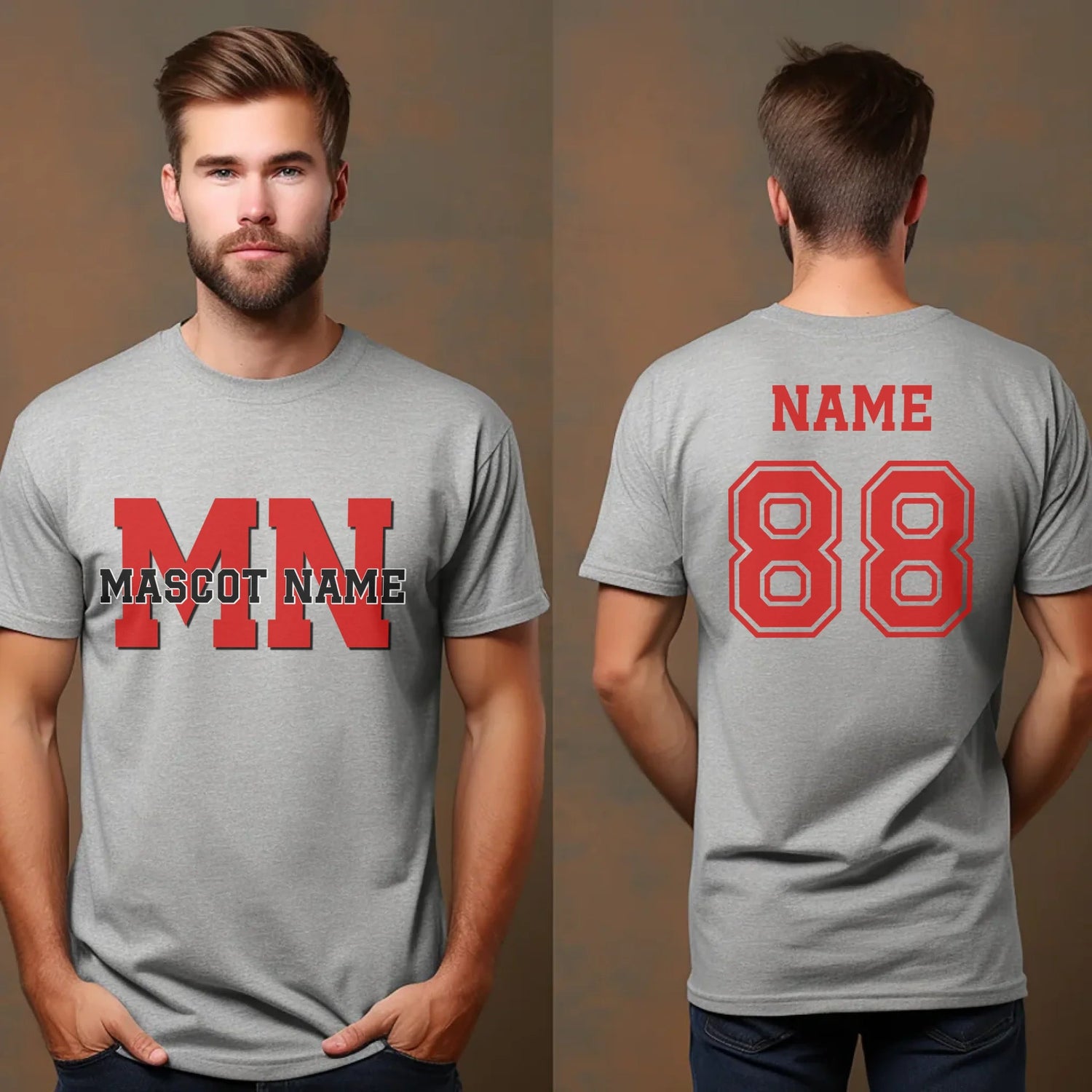 Custom School Mascot Shirt With Initials and Mascot Name on a Unisex T-Shirt