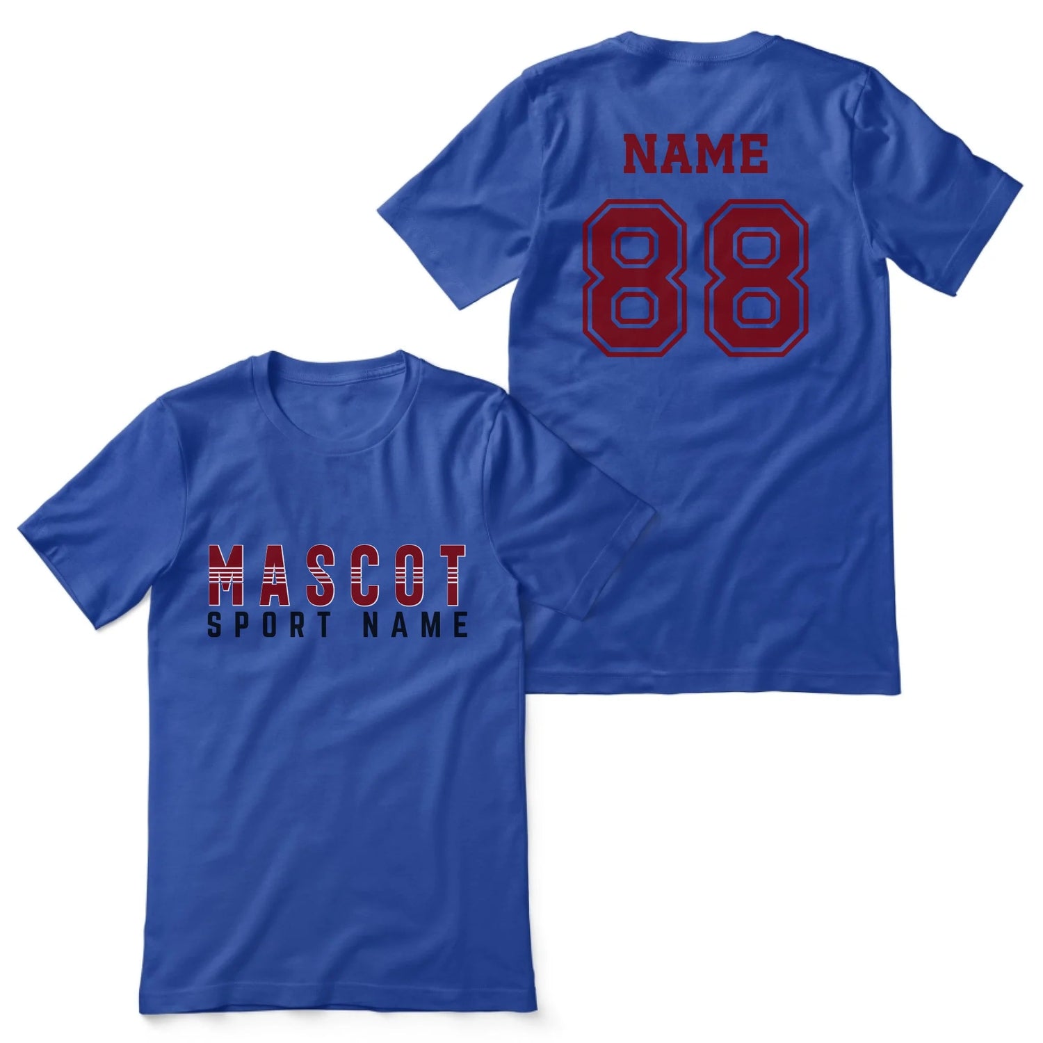 Custom School Spirit Shirt With Mascot and Sport With Striped Text Design on a Unisex T-Shirt