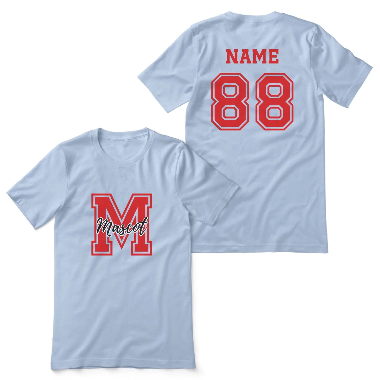 Custom School Mascot Shirt With Large Initial and Mascot Name on a Unisex T-Shirt