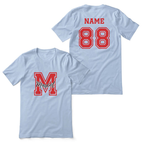 Custom School Mascot Shirt With Large Initial and Mascot Name on a Unisex T-Shirt