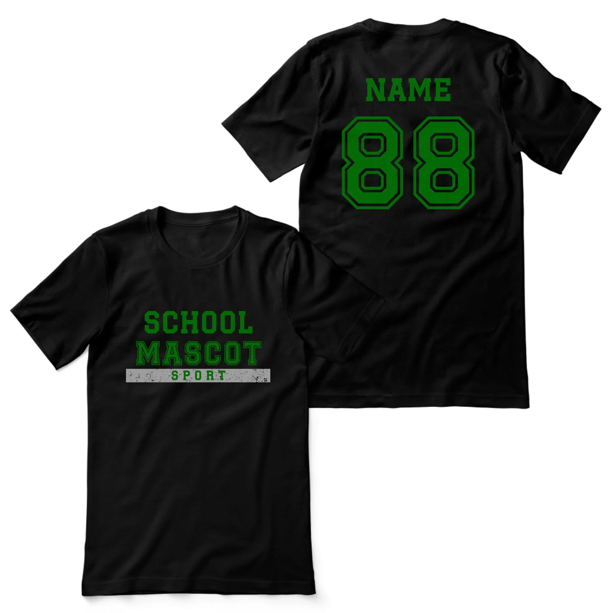 Custom School Spirit Shirt With Mascot & Sport Name With Bold Varsity Design on a Unisex T-Shirt