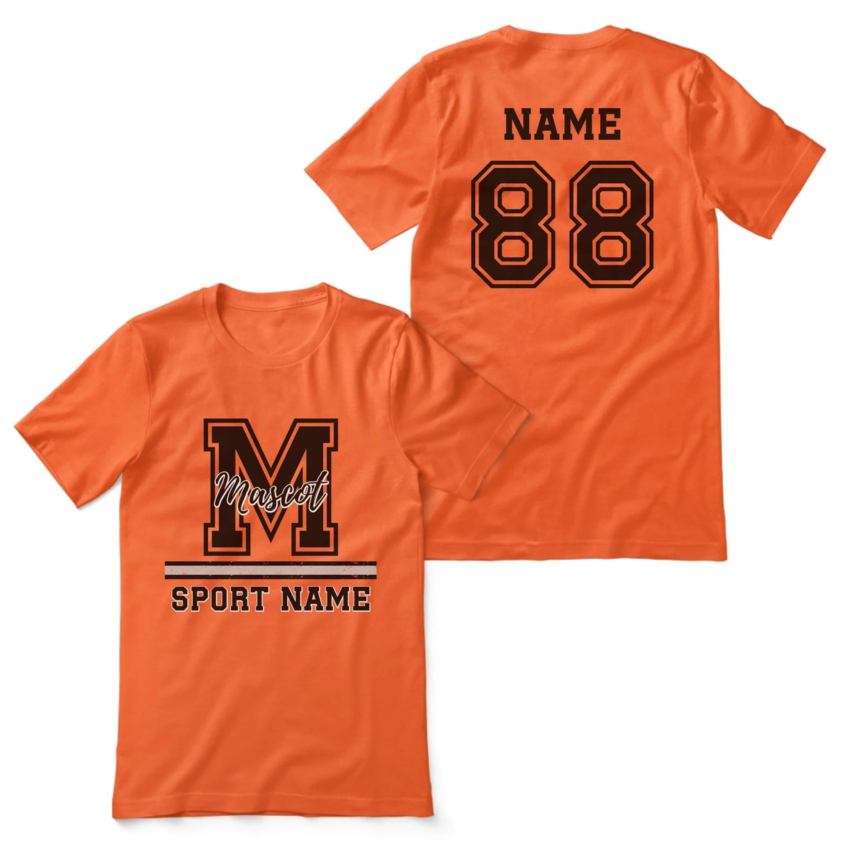 Custom School Spirit Shirt With Large Initial, Mascot & Sport Name on a Unisex T-Shirt
