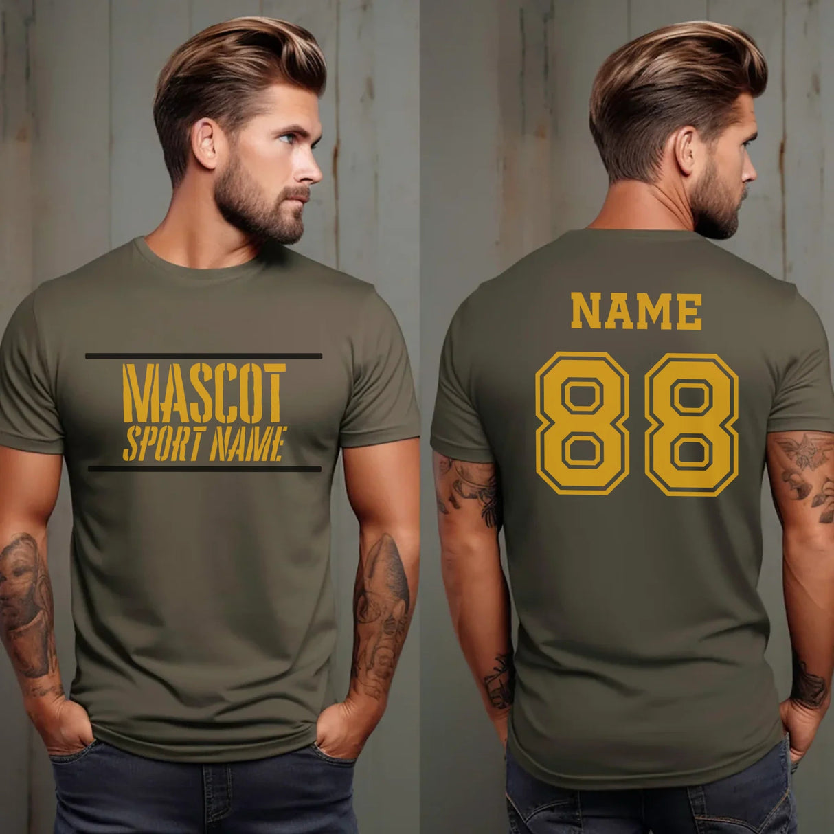 Custom School Spirit Shirt With Mascot and Sport With Stencil Design on a Unisex T-Shirt