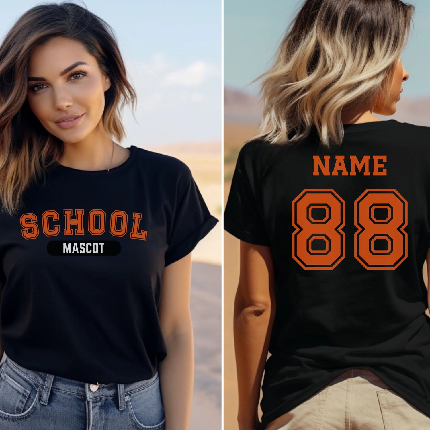 Custom School Spirit Shirt With School and Mascot With Classic Design on a Unisex T-Shirt