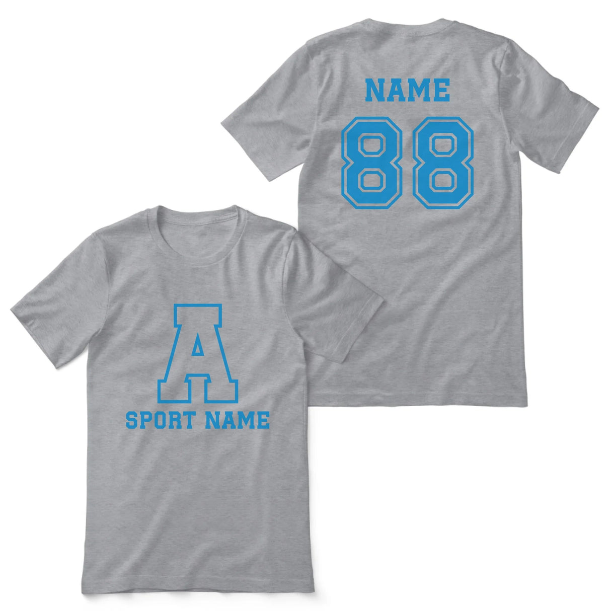 Custom School Spirit Shirt With Initial & Sport With Classic Letter Block Design on a Unisex T-Shirt