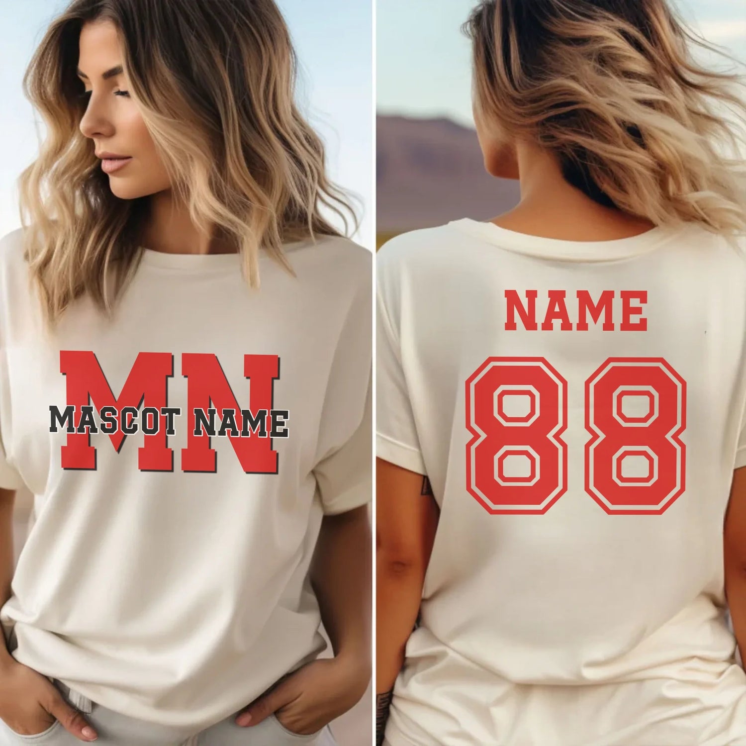 Custom School Mascot Shirt With Initials and Mascot Name on a Unisex T-Shirt