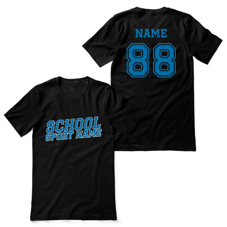Custom School Spirit Shirt With School and Mascot Name With Slanted Block Varsity Design on a Unisex T-Shirt