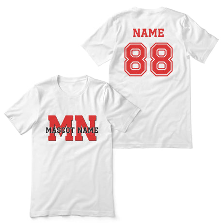 Custom School Mascot Shirt With Initials and Mascot Name on a Unisex T-Shirt