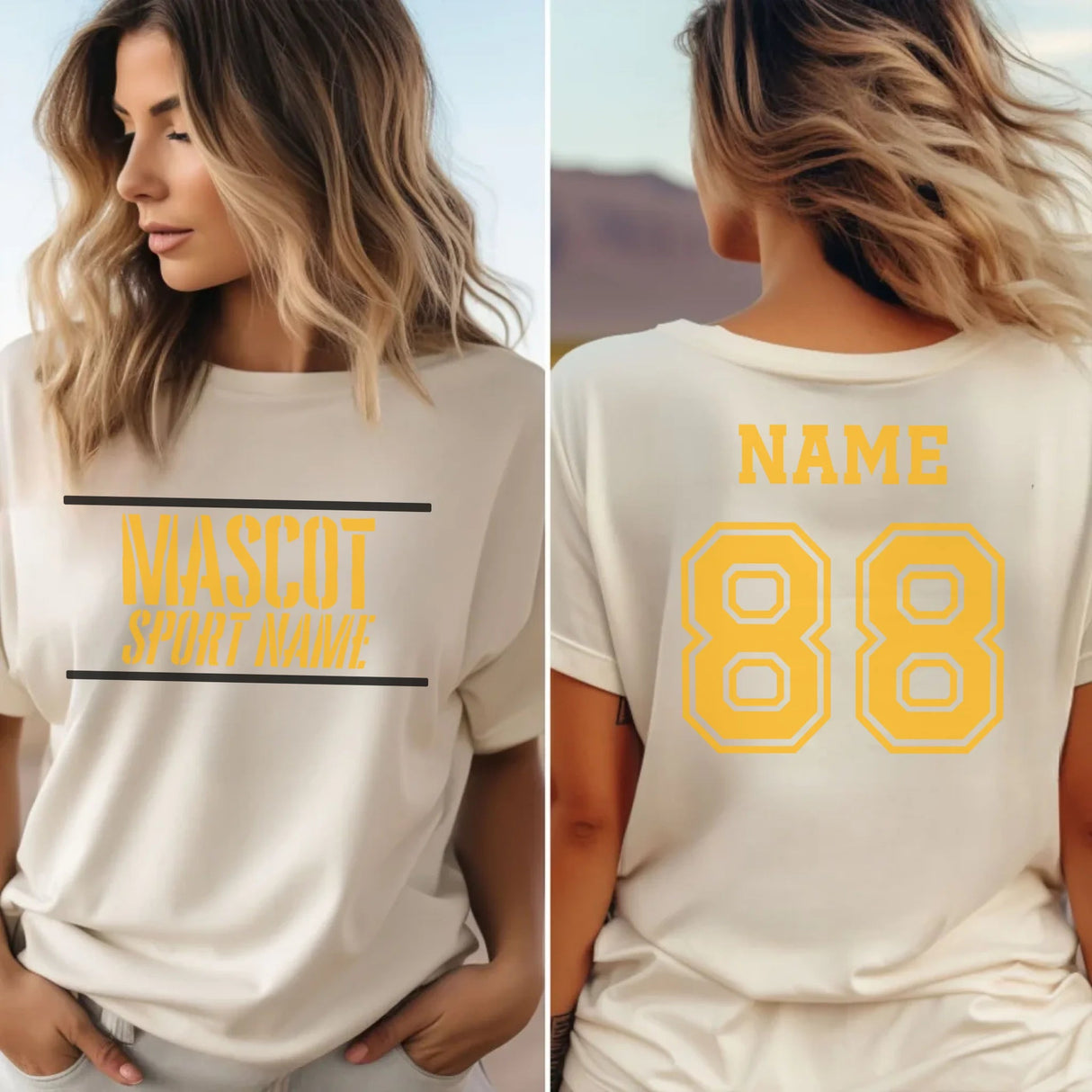 Custom School Spirit Shirt With Mascot and Sport With Stencil Design on a Unisex T-Shirt