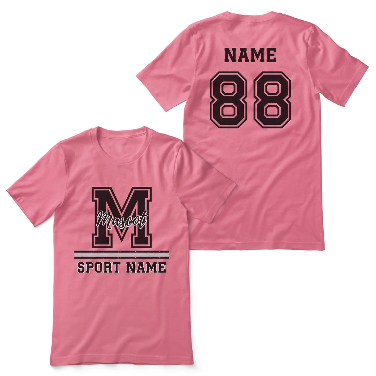 Custom School Spirit Shirt With Large Initial, Mascot & Sport Name on a Unisex T-Shirt