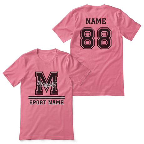Custom School Spirit Shirt With Large Initial, Mascot & Sport Name on a Unisex T-Shirt
