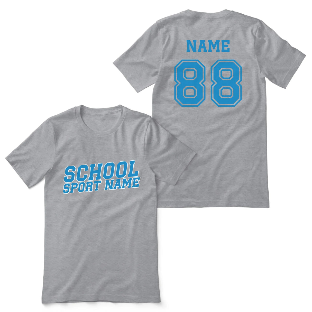 Custom School Spirit Shirt With School and Mascot Name With Slanted Block Varsity Design on a Unisex T-Shirt