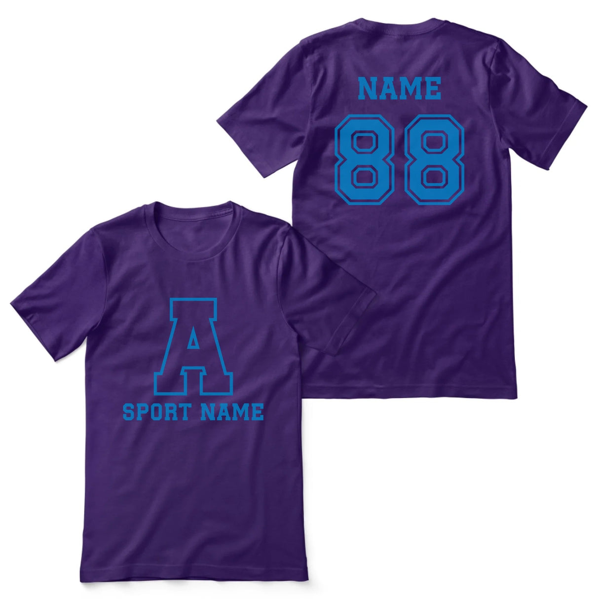 Custom School Spirit Shirt With Initial & Sport With Classic Letter Block Design on a Unisex T-Shirt