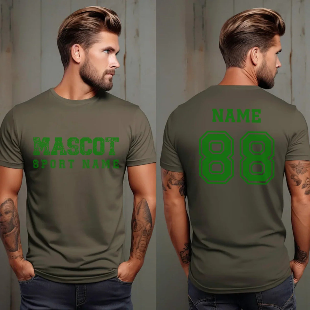 Custom School Spirit Shirt With Mascot and Sport with Grunge and Classic Design on a Unisex T-Shirt