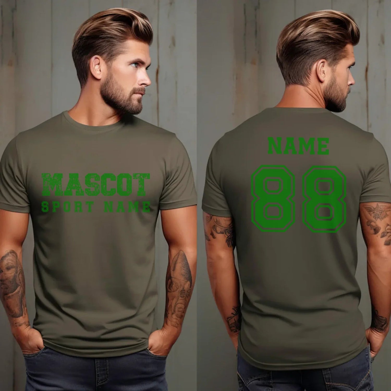 Custom School Spirit Shirt With Mascot and Sport with Grunge and Classic Design on a Unisex T-Shirt