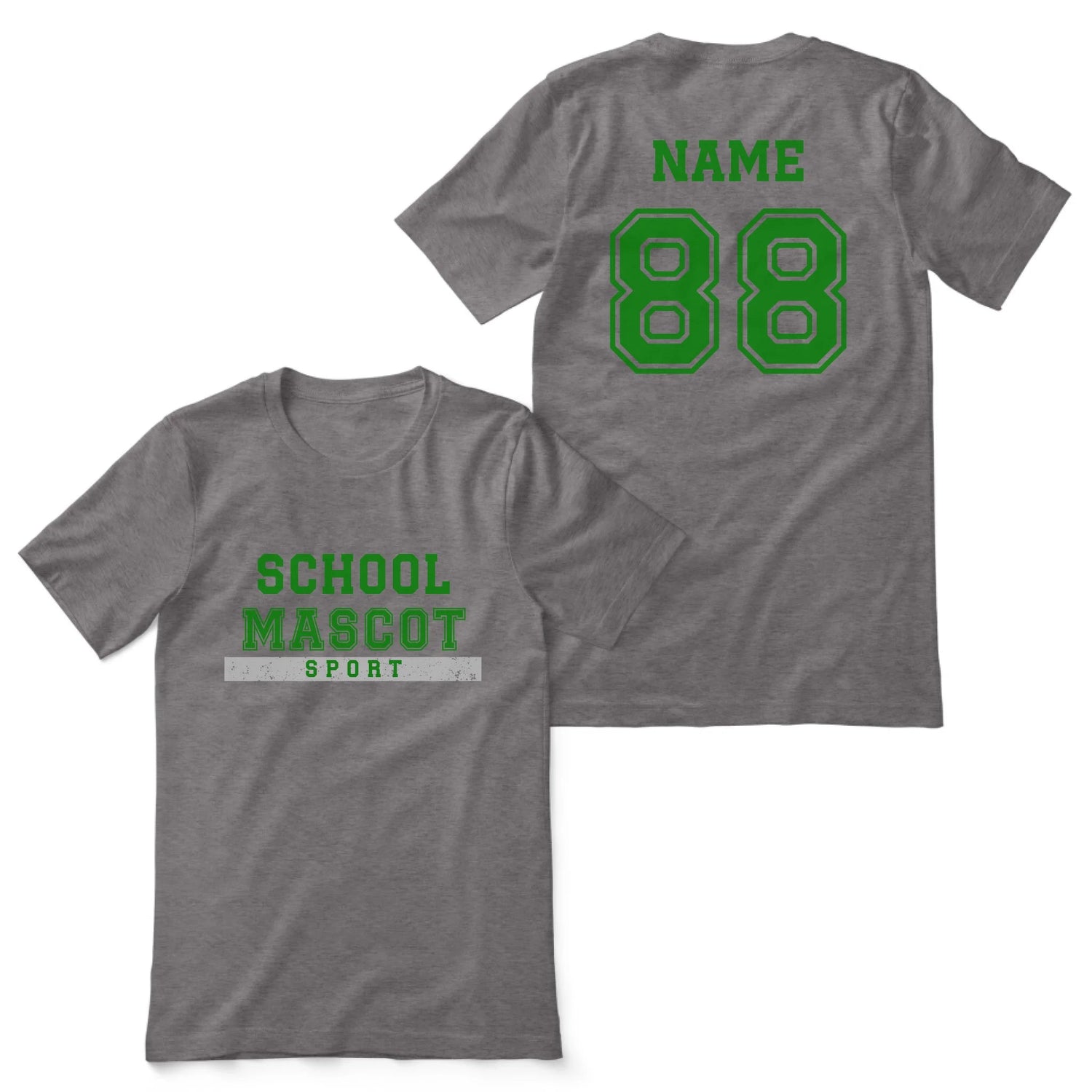 Custom School Spirit Shirt With Mascot & Sport Name With Bold Varsity Design on a Unisex T-Shirt