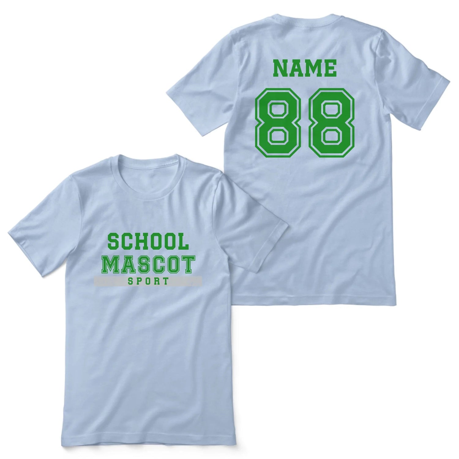 Custom School Spirit Shirt With Mascot & Sport Name With Bold Varsity Design on a Unisex T-Shirt