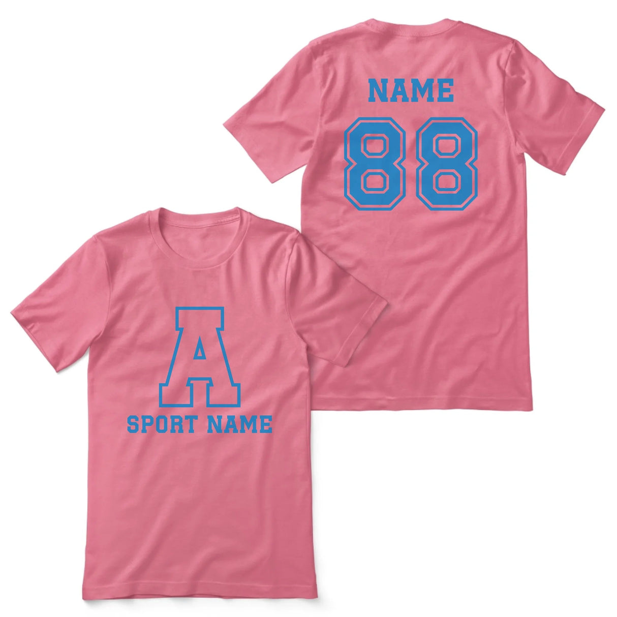 Custom School Spirit Shirt With Initial & Sport With Classic Letter Block Design on a Unisex T-Shirt