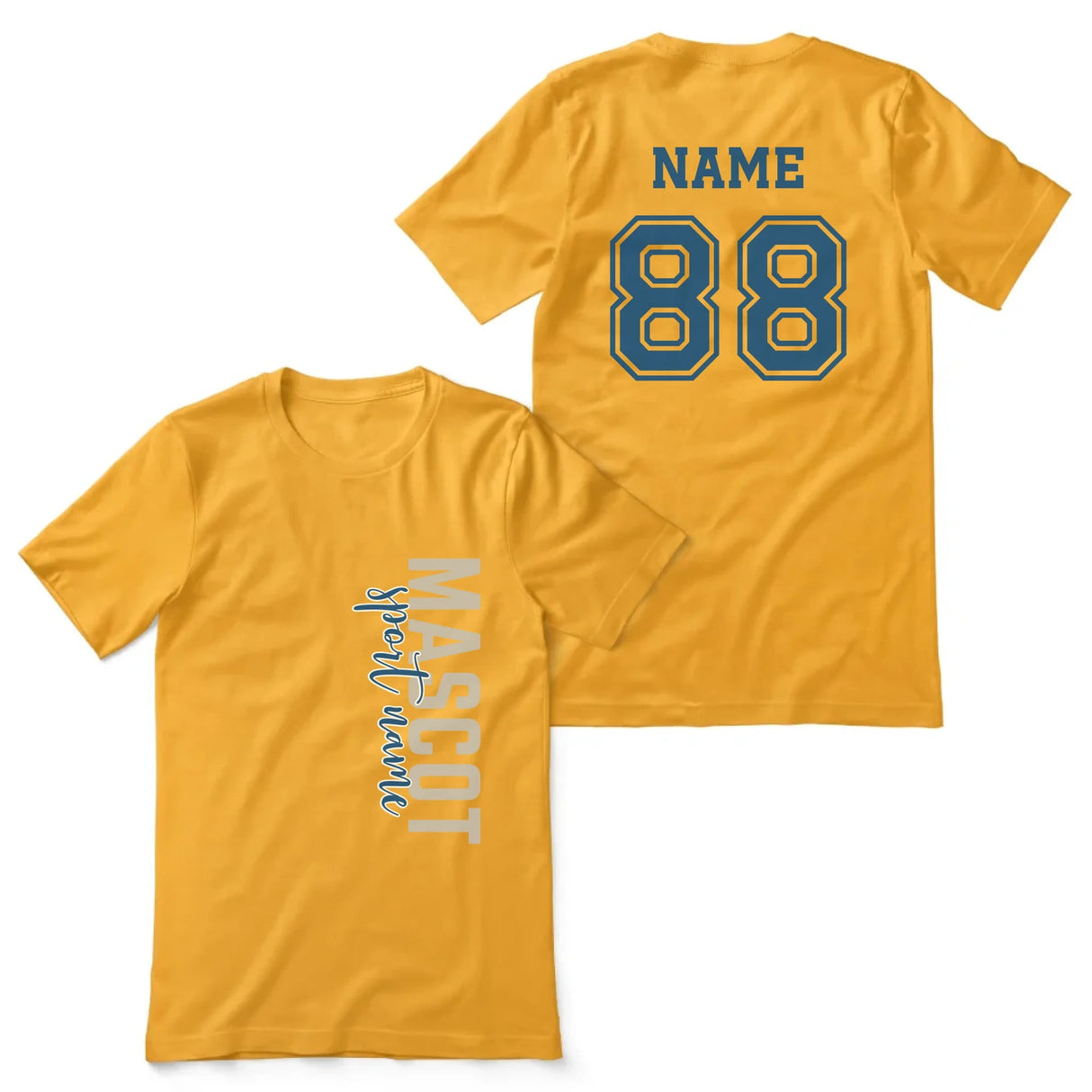 Custom School Spirit Shirt With Mascot & Sport Name With Modern Vertical Design on a Unisex T-Shirt