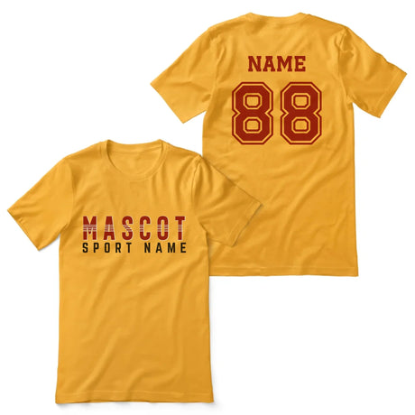 Custom School Spirit Shirt With Mascot and Sport With Striped Text Design on a Unisex T-Shirt