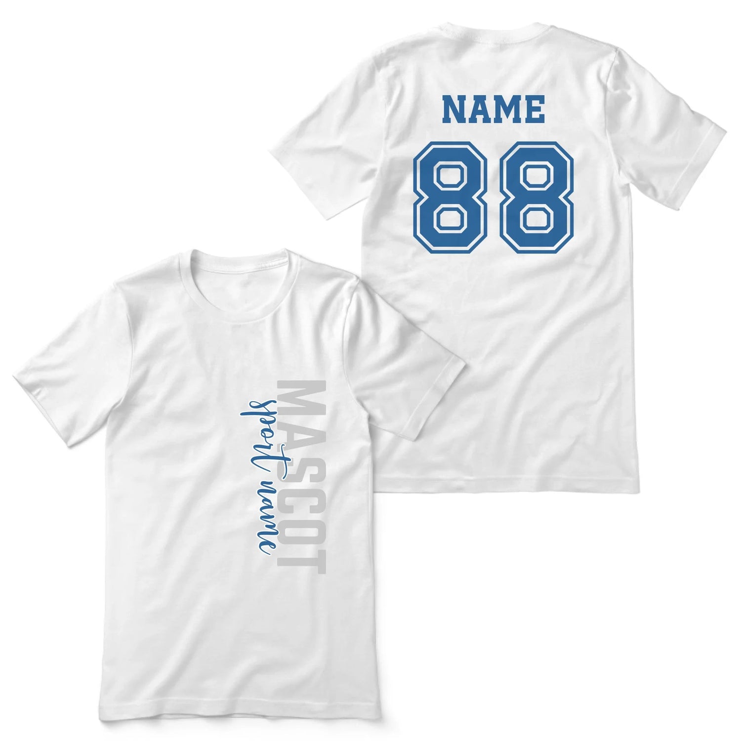 Custom School Spirit Shirt With Mascot & Sport Name With Modern Vertical Design on a Unisex T-Shirt