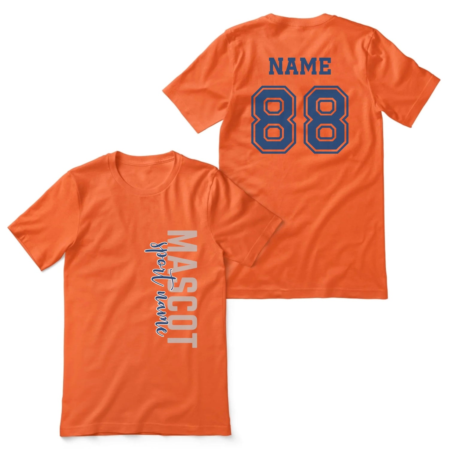 Custom School Spirit Shirt With Mascot & Sport Name With Modern Vertical Design on a Unisex T-Shirt