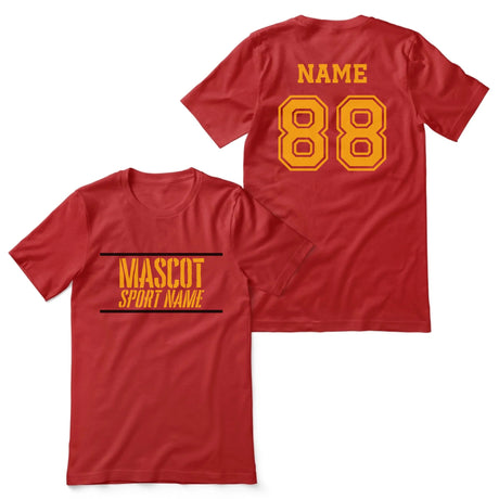 Custom School Spirit Shirt With Mascot and Sport With Stencil Design on a Unisex T-Shirt
