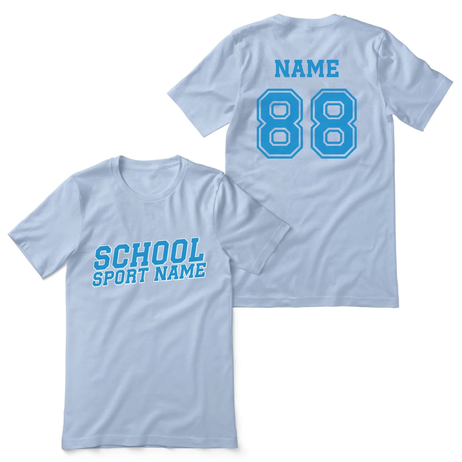 Custom School Spirit Shirt With School and Mascot Name With Slanted Block Varsity Design on a Unisex T-Shirt