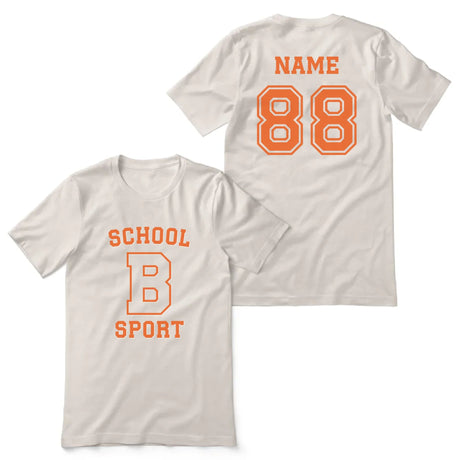Custom School Spirit Shirt With School, Initial & Sport Name With Collegiate Letter Design on a Unisex T-Shirt
