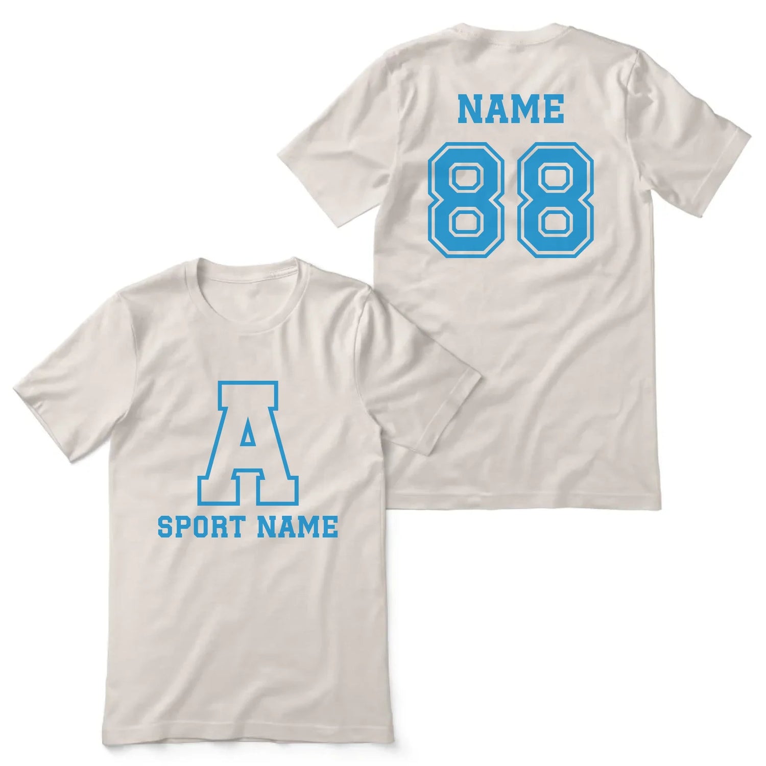 Custom School Spirit Shirt With Initial & Sport With Classic Letter Block Design on a Unisex T-Shirt