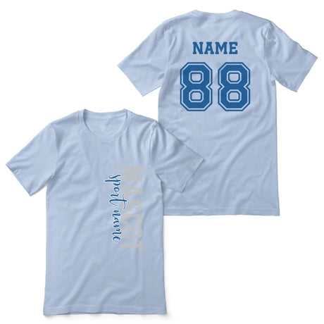 Custom School Spirit Shirt With Mascot & Sport Name With Modern Vertical Design on a Unisex T-Shirt