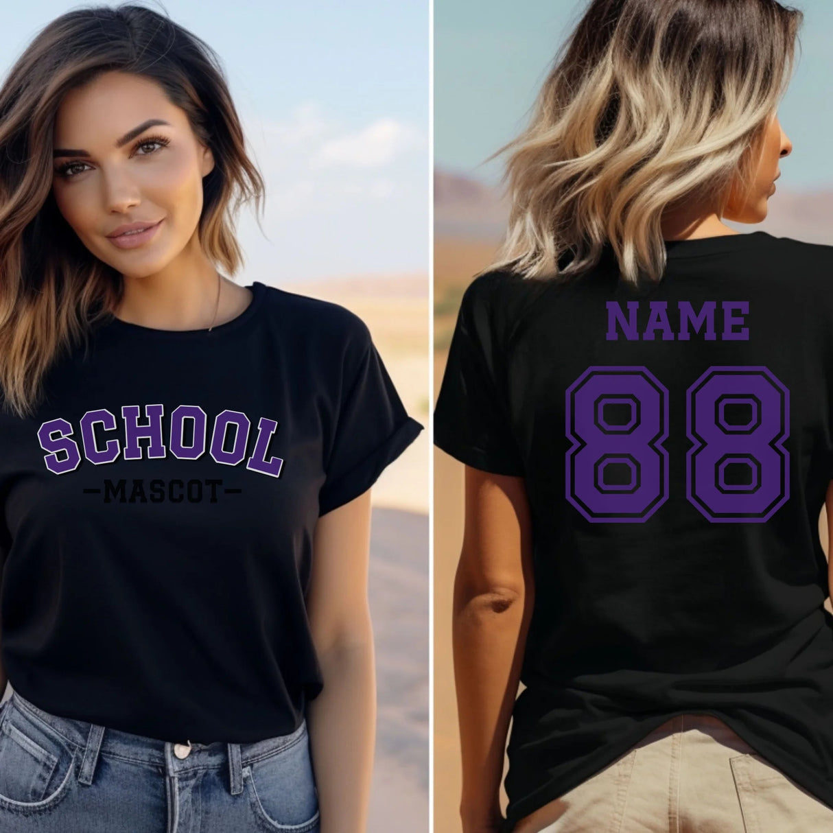 Custom School Spirit Shirt With School and Mascot Name With Classic Arch Design on a Unisex T-Shirt