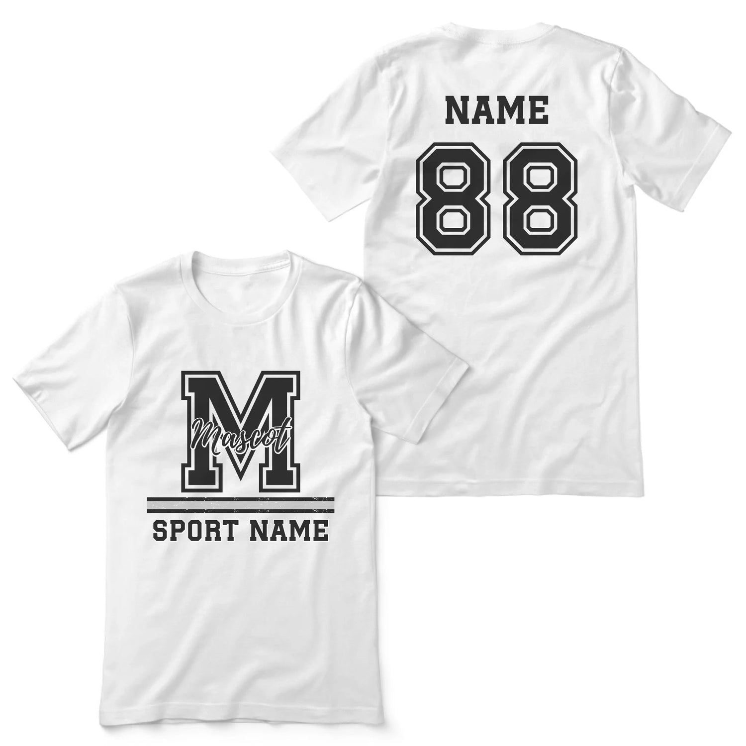 Custom School Spirit Shirt With Large Initial, Mascot & Sport Name on a Unisex T-Shirt