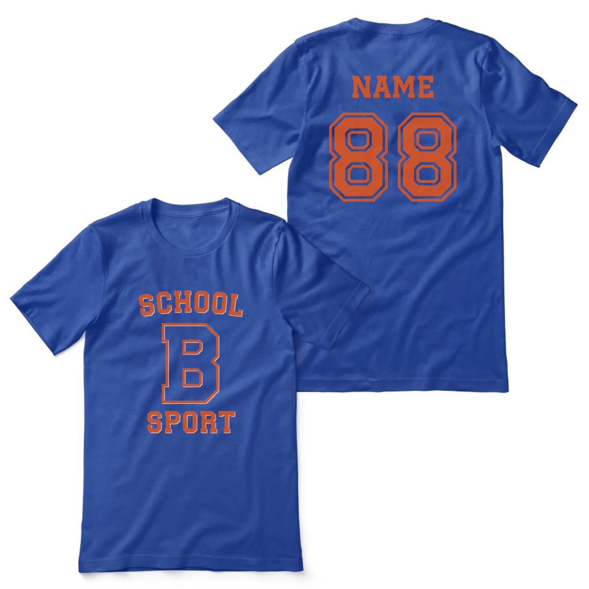 Custom School Spirit Shirt With School, Initial & Sport Name With Collegiate Letter Design on a Unisex T-Shirt