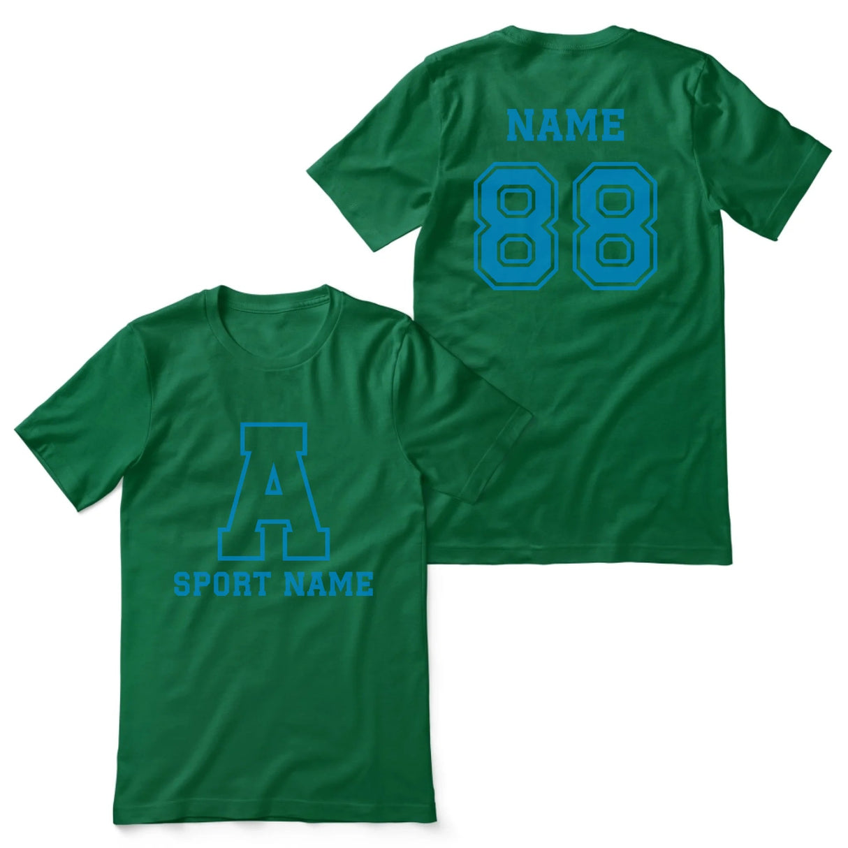 Custom School Spirit Shirt With Initial & Sport With Classic Letter Block Design on a Unisex T-Shirt