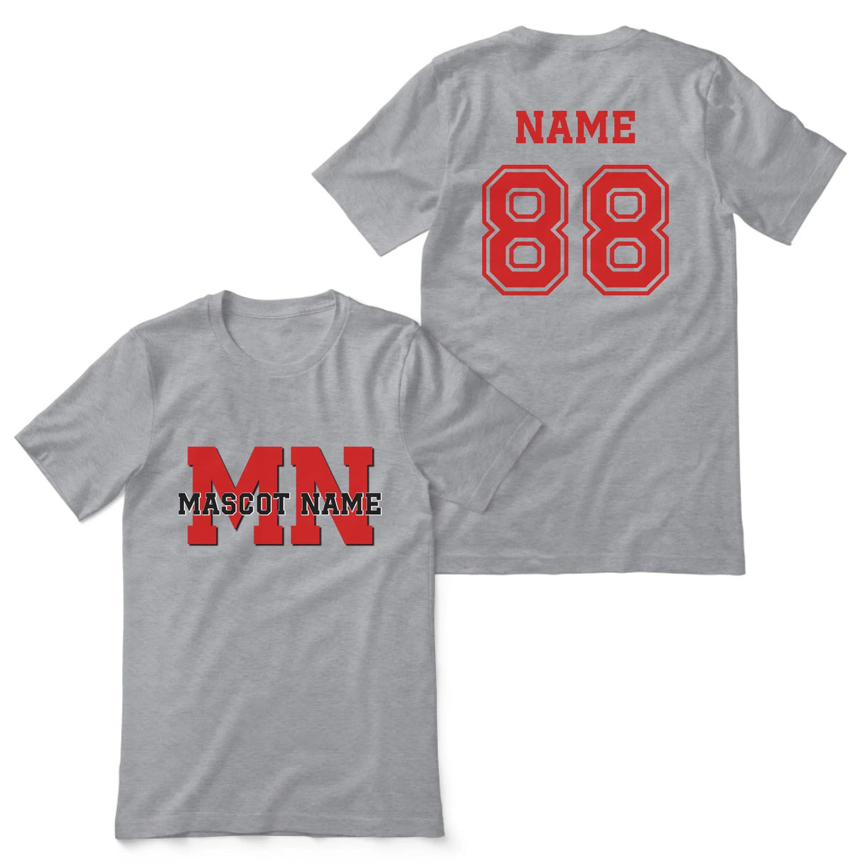 Custom School Mascot Shirt With Initials and Mascot Name on a Unisex T-Shirt
