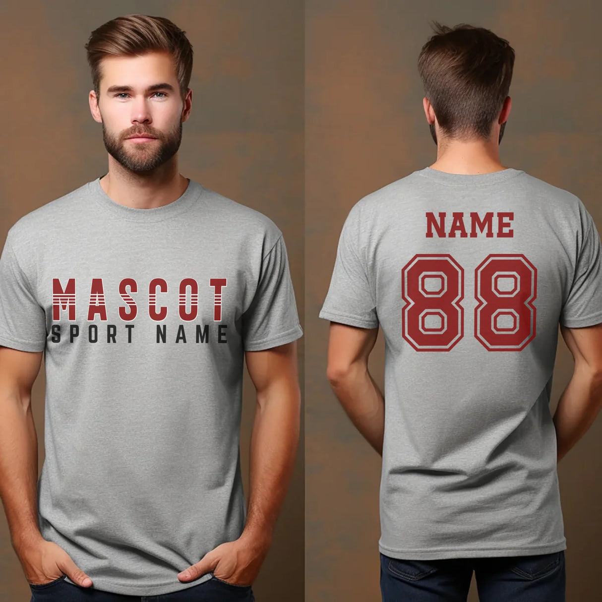 Custom School Spirit Shirt With Mascot and Sport With Striped Text Design on a Unisex T-Shirt