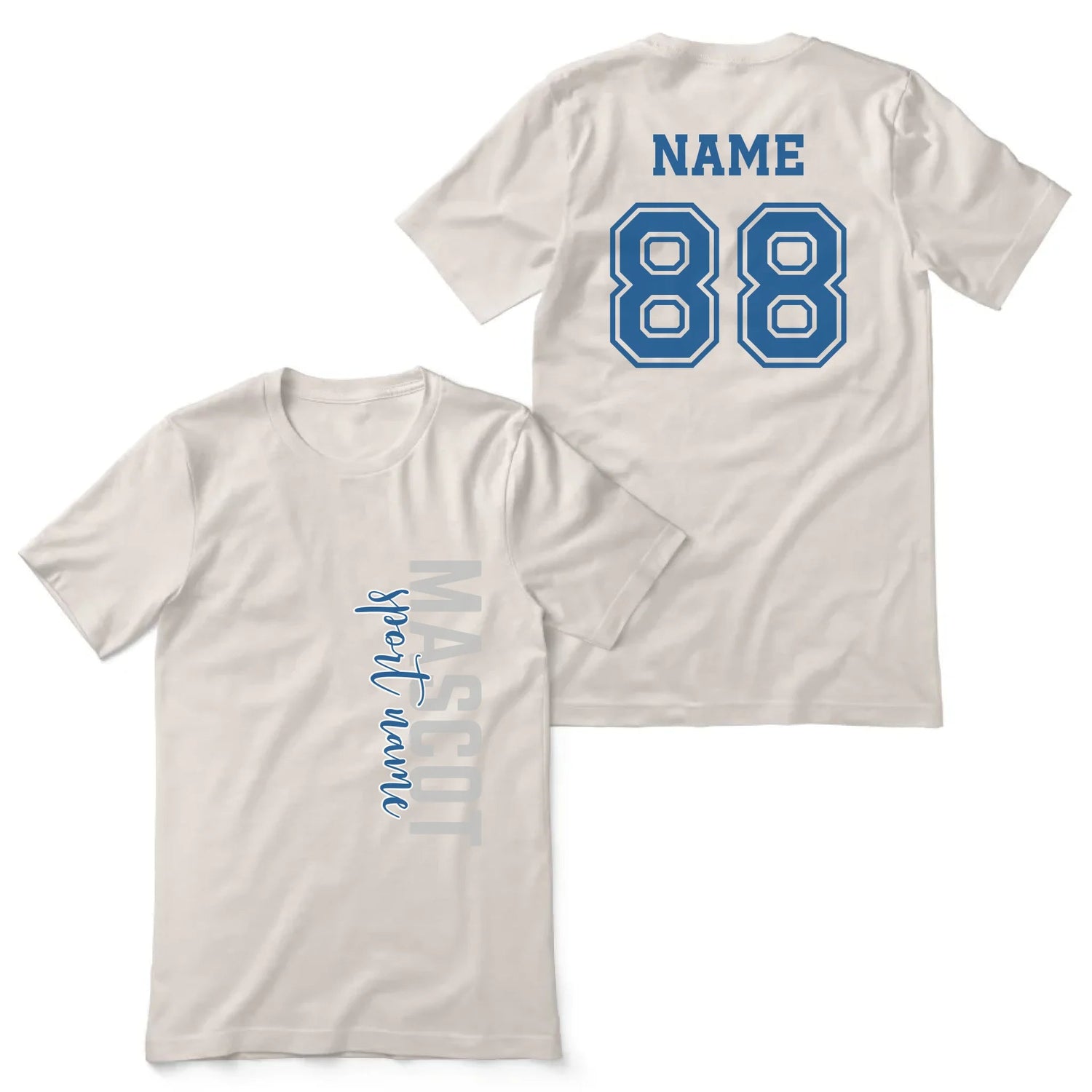 Custom School Spirit Shirt With Mascot & Sport Name With Modern Vertical Design on a Unisex T-Shirt