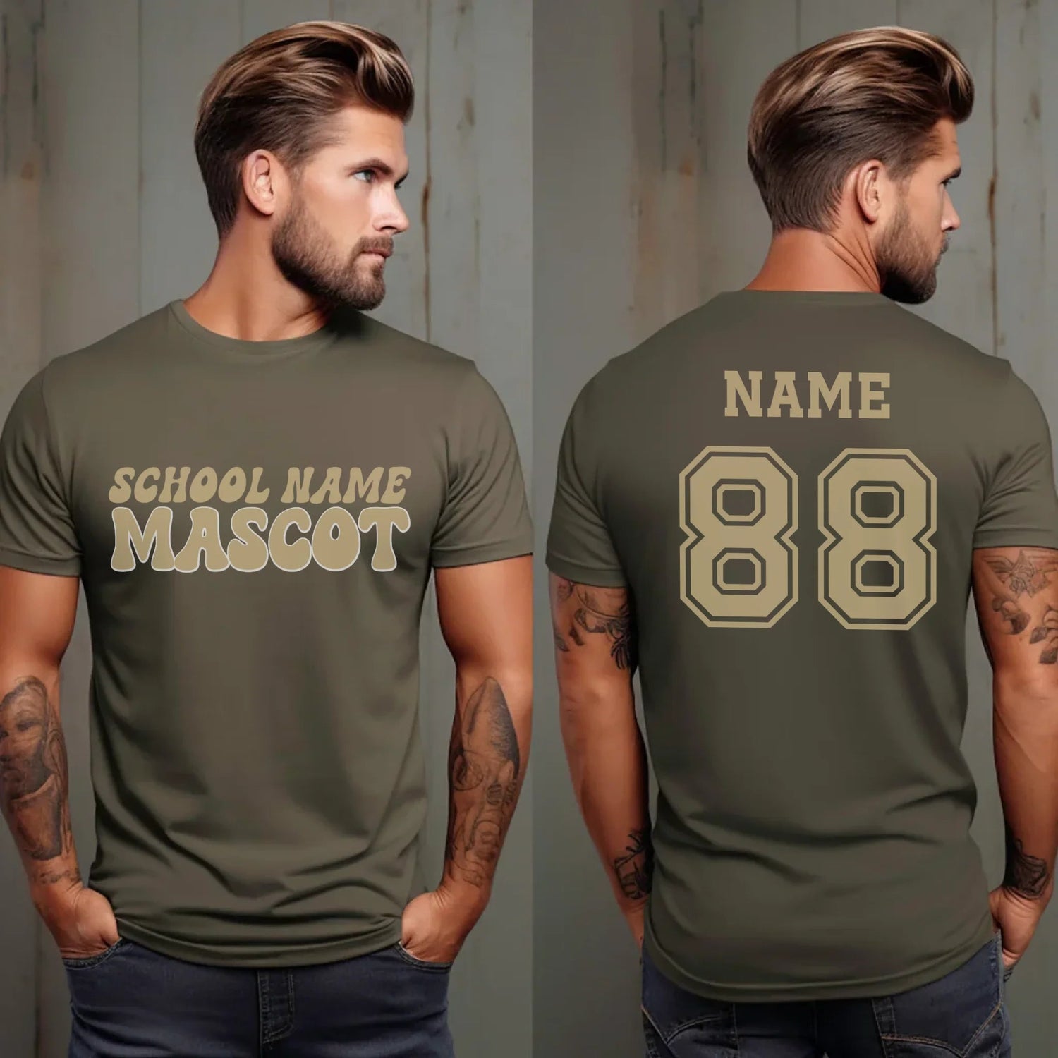 Custom School Spirit Shirt With School and Mascot Name With Retro Design on a Unisex T-Shirt